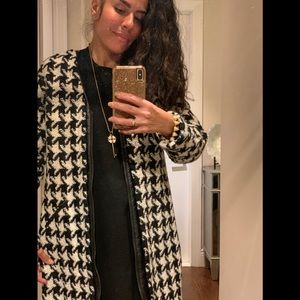 🔥🔥Brand New Zara Houndstooth Wool Zip Up Coat😍